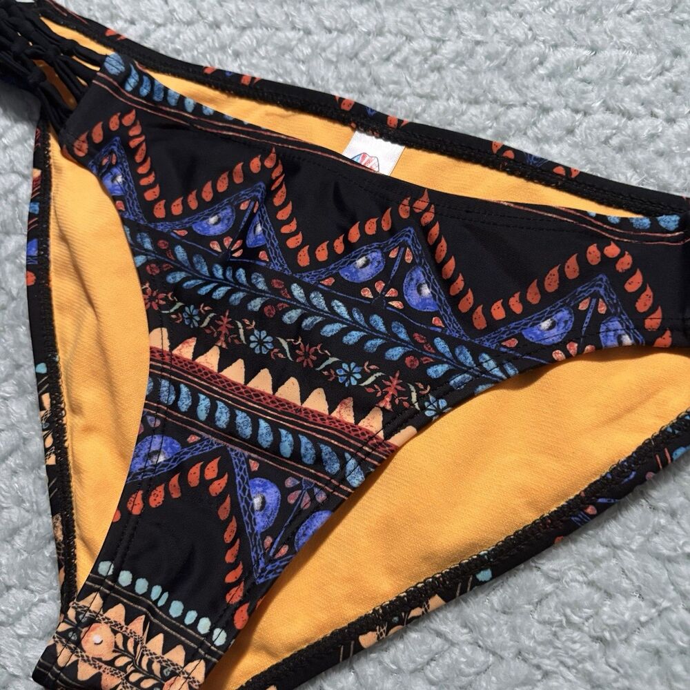 Bingo Swimwear Bikini Bottoms L Geometric Tribal Geo Print Strappy Sides Swim